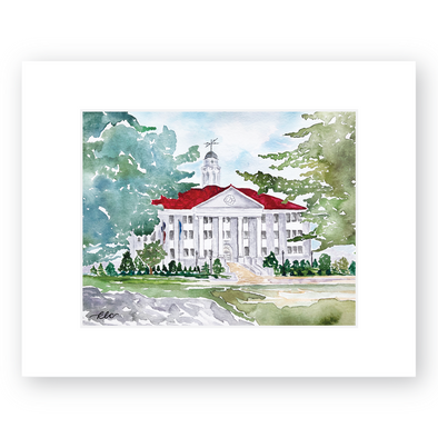 JMU Watercolor Art Print - "Wilson Hall In Fall"
