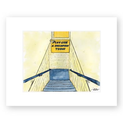 University of Notre Dame Watercolor Art Print - "Play Like A Champion Today"