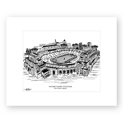 The University of Notre Dame Black & White Art Print, "Notre Dame Stadium"