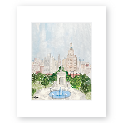 NYU Watercolor Art Print, Washington Square Park