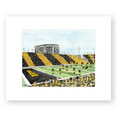 University of Iowa Watercolor Football Stadium Art Print - "Home of The Hawkeyes"