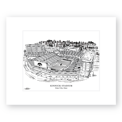 University of Iowa Black & White Football Stadium Art Print - "Home of The Hawkeyes"