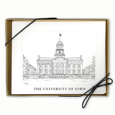 University of Iowa Black & White Note Card Set - "Old Capitol Building"